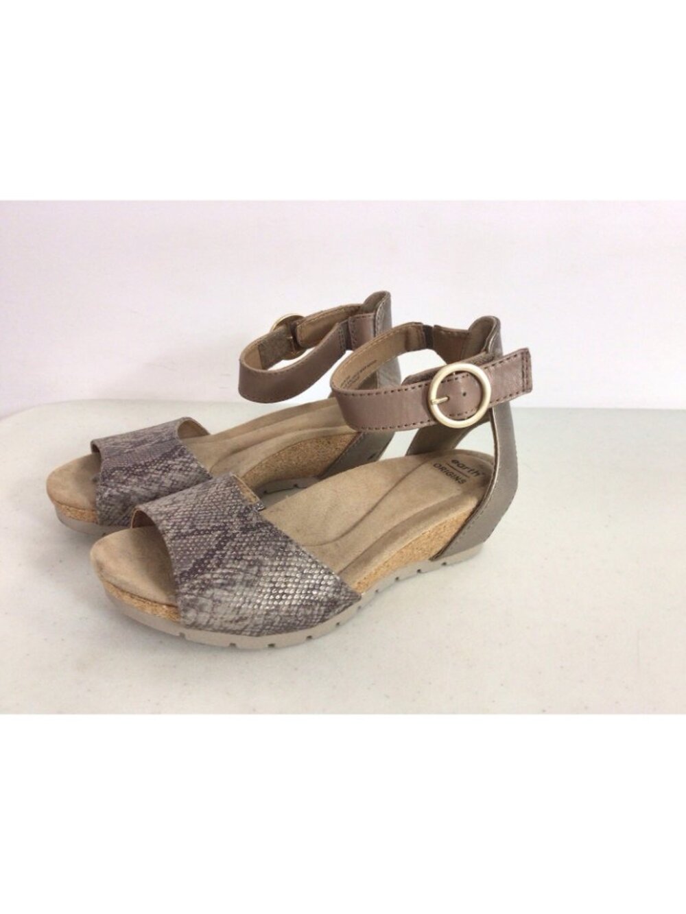 Earth Origins Cadence Carolina Leather Wedge Heels Sandals Womens 6 - Picture 6 of 7